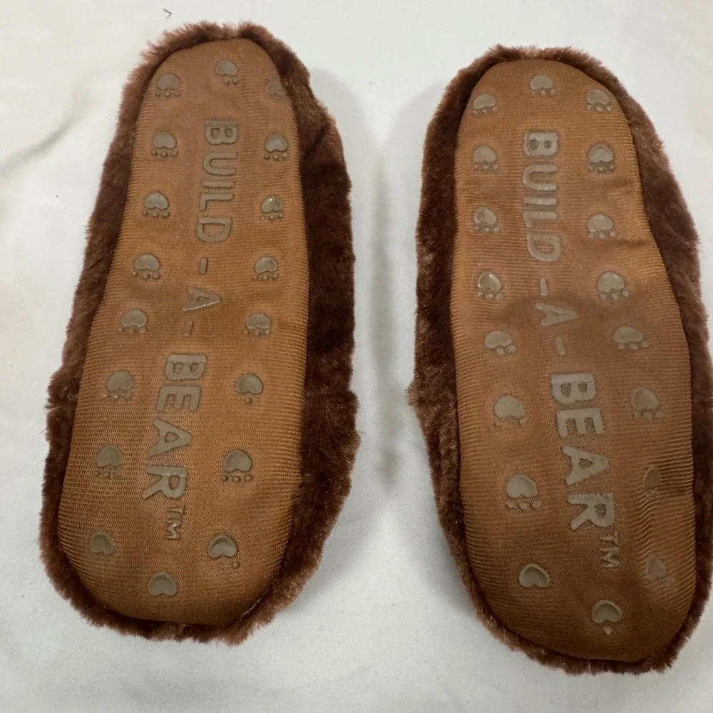 Build-A-Bear Monkey Slippers Kids Size 1-3 Brown Sherpa Lined New No Tags